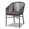 Baxton Studio Marcus Grey Finished Rope and Metal Outdoor Dining Chair 171-10775